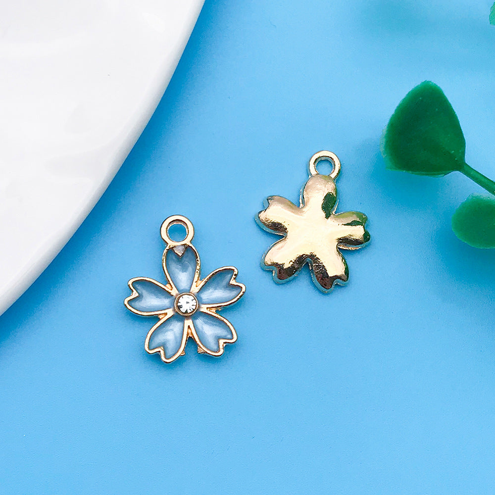 Wholesale Lake Blue Drip Oil Alloy Cartoon Animal Flower DIY Necklace Bracelet Pendant